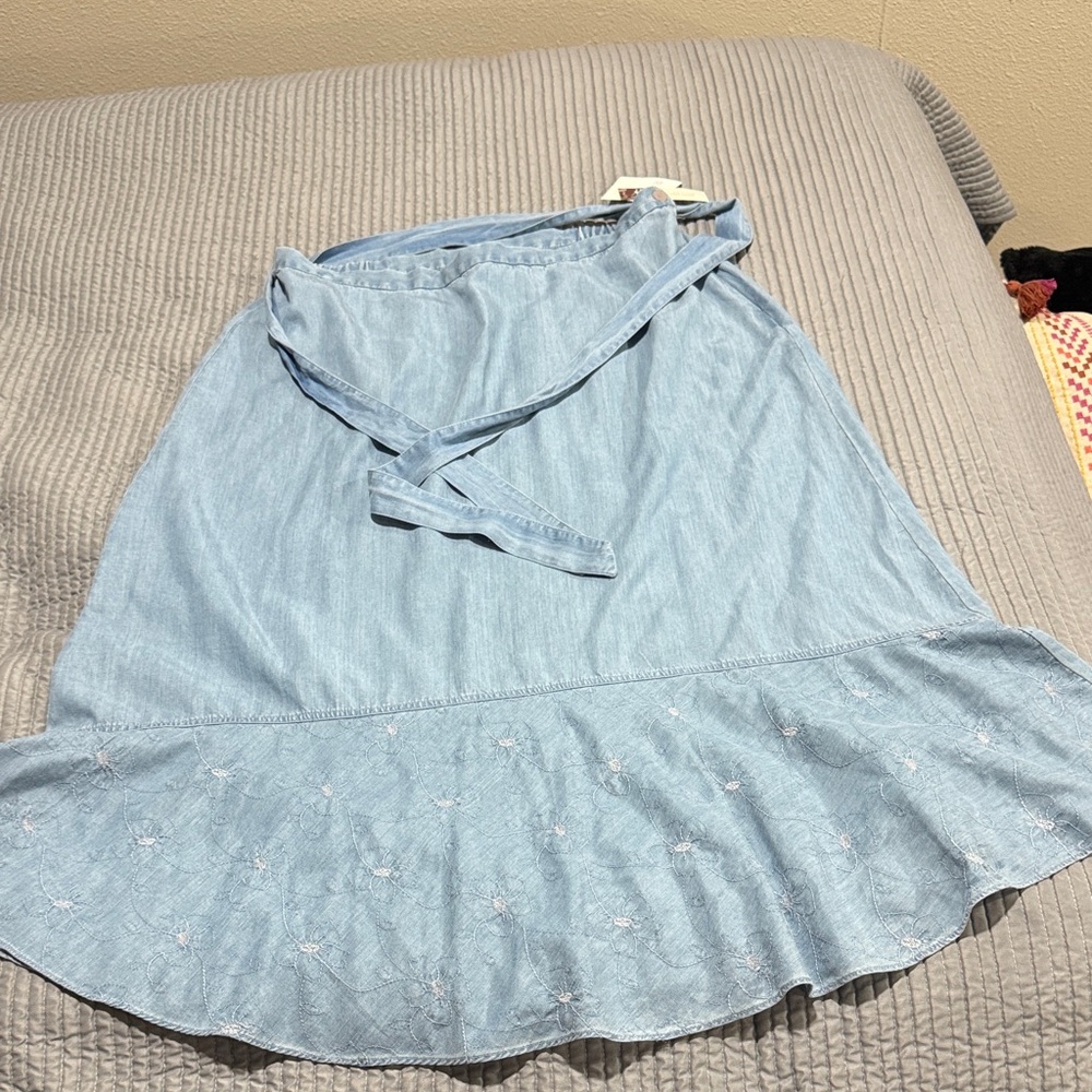JM Collection Light Blue A-Line Skirt